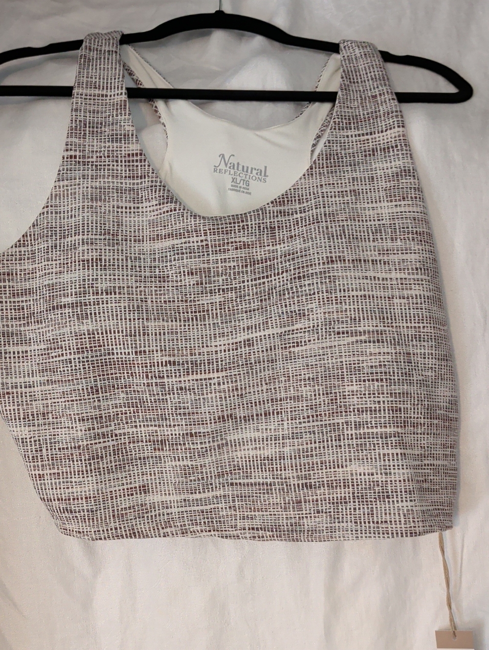 Natural Reflections Beige and Brown Textured Racerback Crop Tank